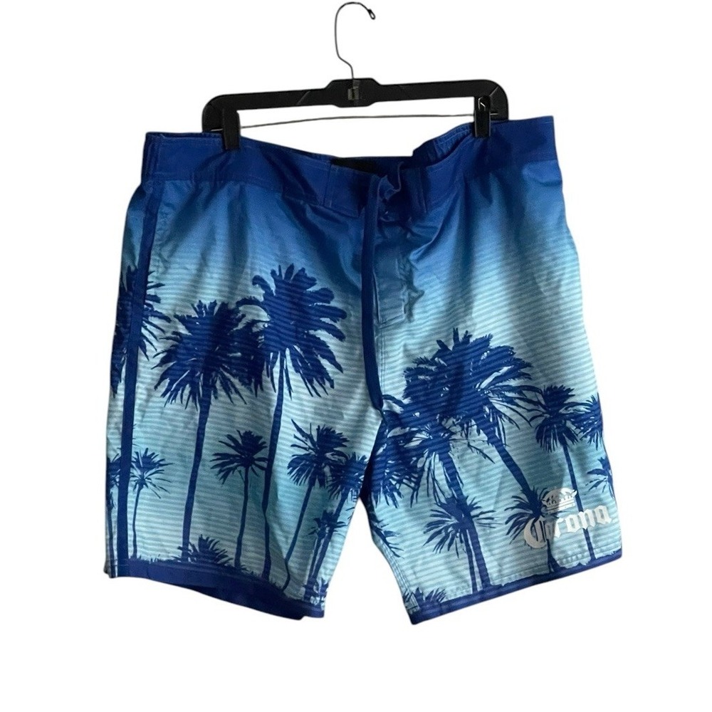 Corona Extra Shorts Mens 2XL Blue Floral Board Swim Trunk Mesh Lined